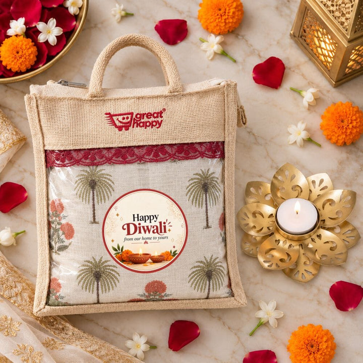 Festive Hand-Block Printed Bedcover - Luxury Diwali Gift gift Great Happy IN Ruby White 