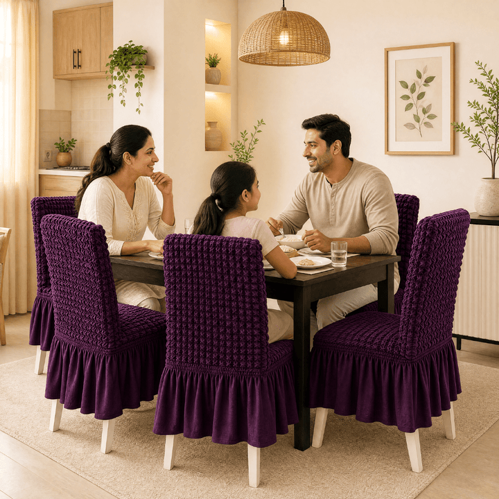 Wine Bubble Frill Chair Cover- Stretchable & Elastic Fitted