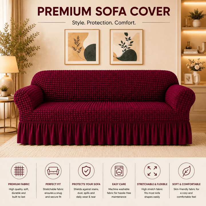 Wine Bubble Frill Sofa Cover bubble frill sofa cover Great Happy IN 