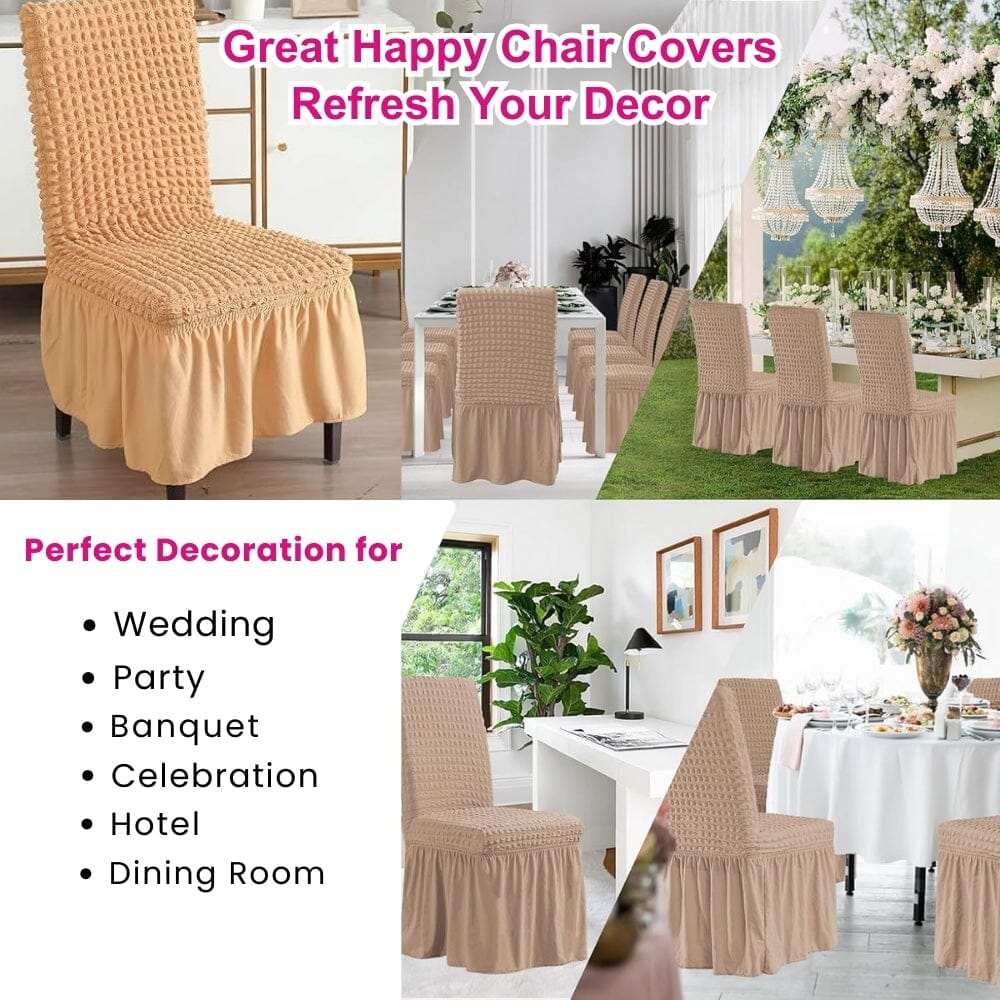 Bubble Frill Chair Cover- Stretchable & Elastic Fitted Great Happy IN 
