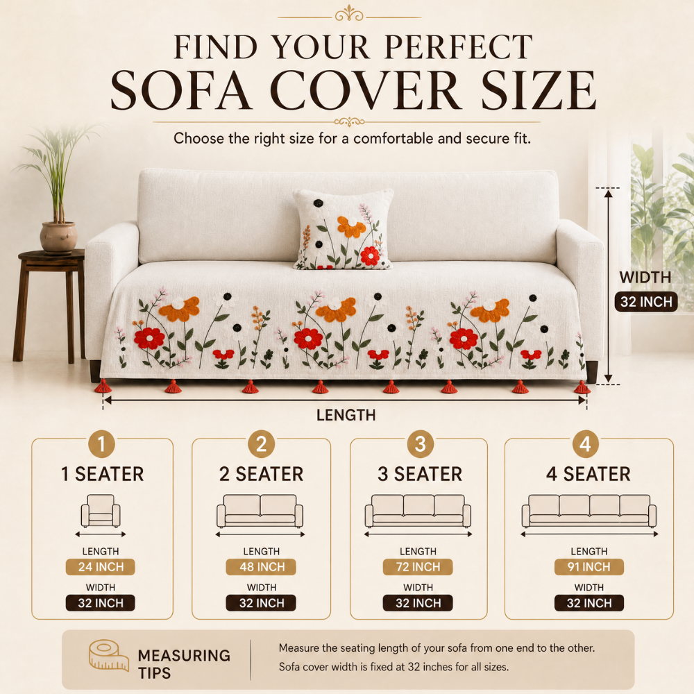 Scarlet Meadow Jute Cotton Sofa Cover