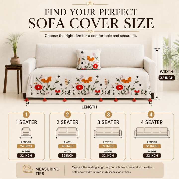 Scarlet Meadow Jute Cotton Sofa Cover