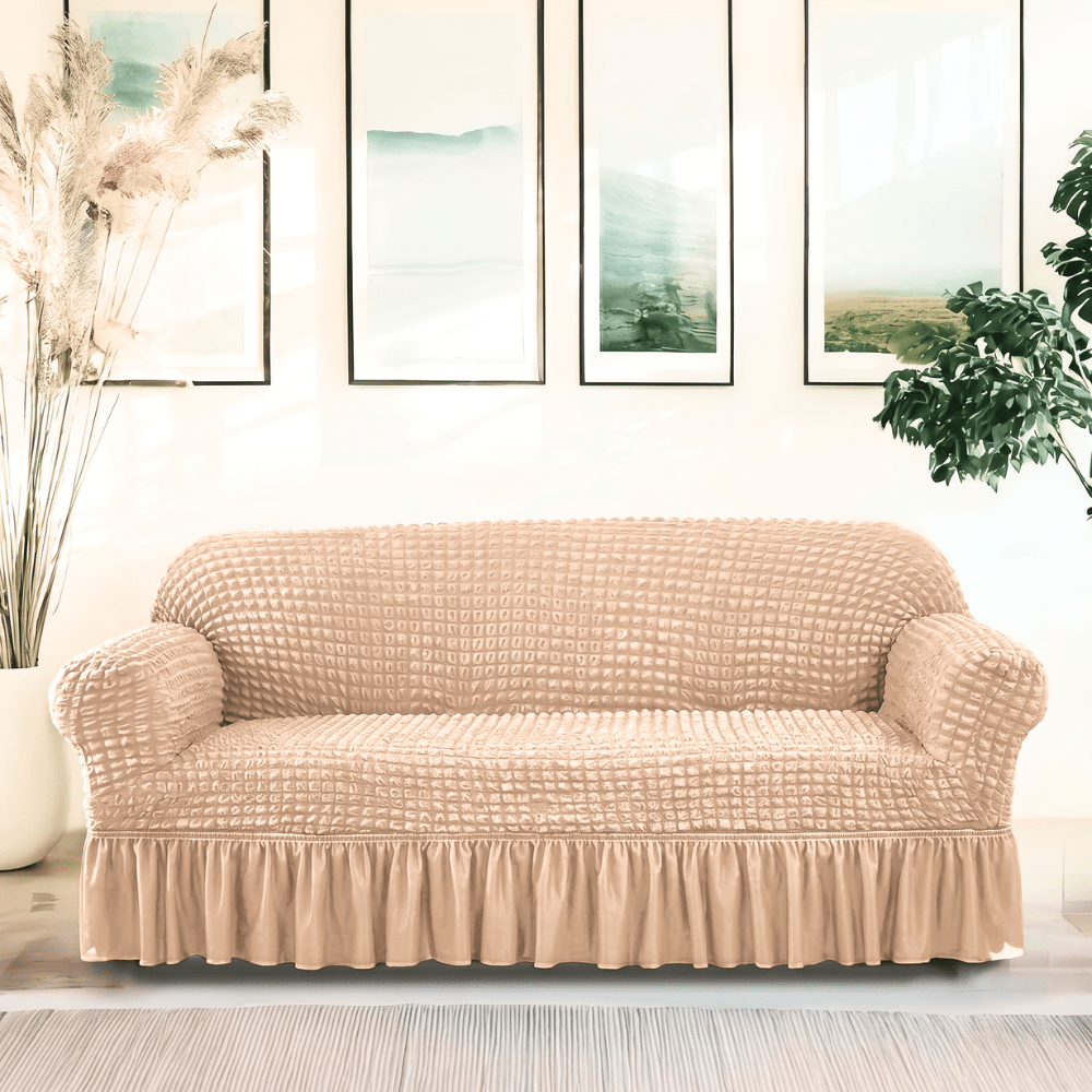 Bubble Frill Sofa Cover Great Happy IN Beige Bubblefrill 3 Seater 
