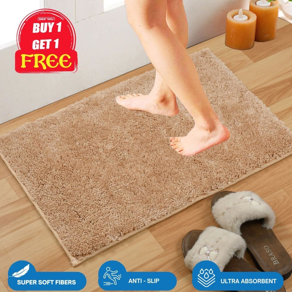 Multipurpose Super Absorbent - Anti Slip Premium Mat (BUY 1 GET 1 FREE) Great Happy IN 60 x 40 CM (Total 2pcs) - ₹849 Beige 