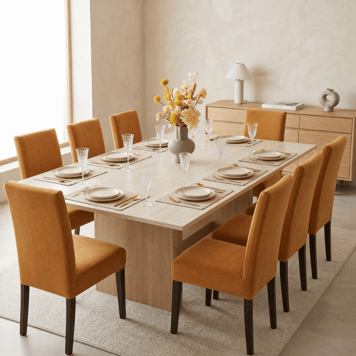Premium Chair Cover - Stretchable & Elastic Fitted Great Happy IN Beige 8 PCS (₹262 per pcs) 