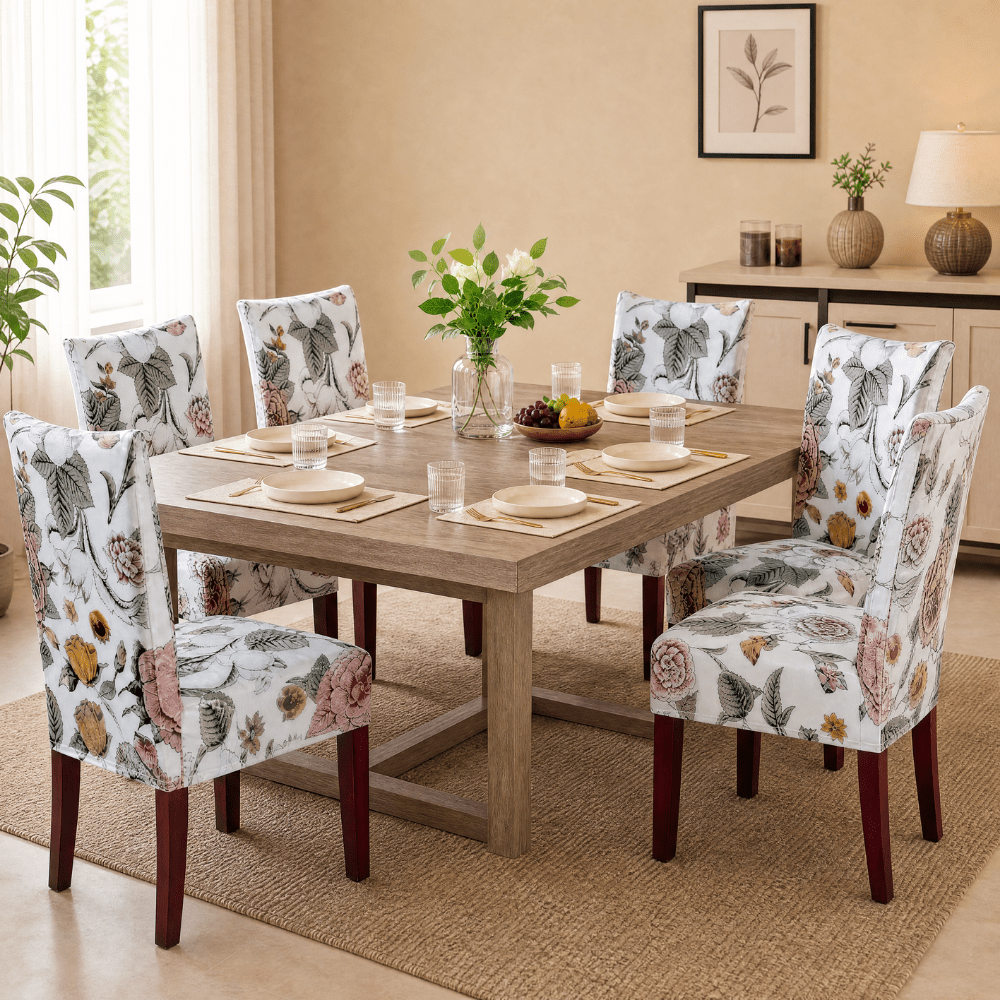 Premium Chair Cover - Stretchable & Elastic Fitted Great Happy IN Beige Bliss 6 PCS (₹285 per pcs) 