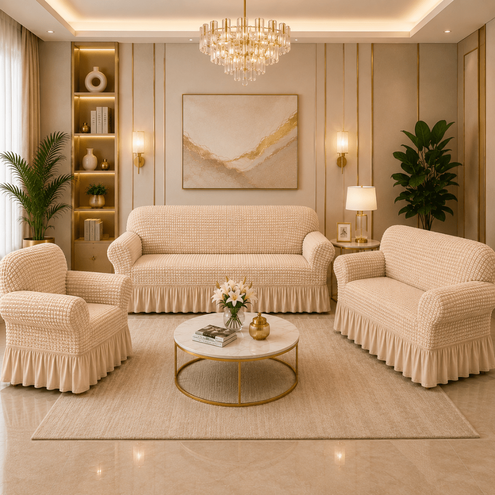 Bubble Frill Sofa Cover bubble frill sofa cover Great Happy IN Beige Bubblefrill 3+2+1 Seater 