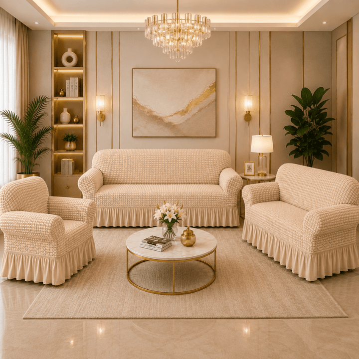 Bubble Frill Sofa Cover bubble frill sofa cover Great Happy IN Beige Bubblefrill 3+2+1 Seater 