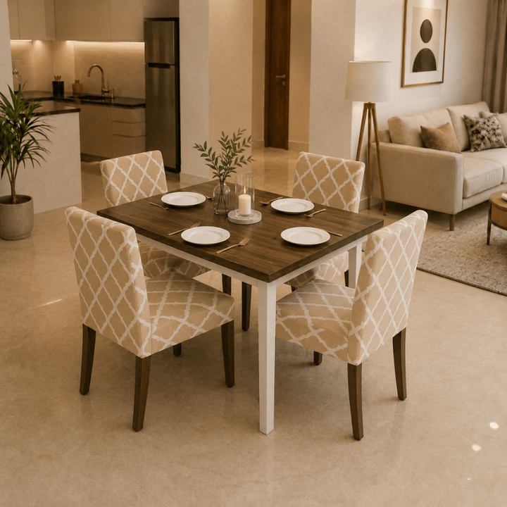 Premium Chair Cover - Stretchable & Elastic Fitted Great Happy IN Beige Diamond 4 PCS (₹325 per pcs) 