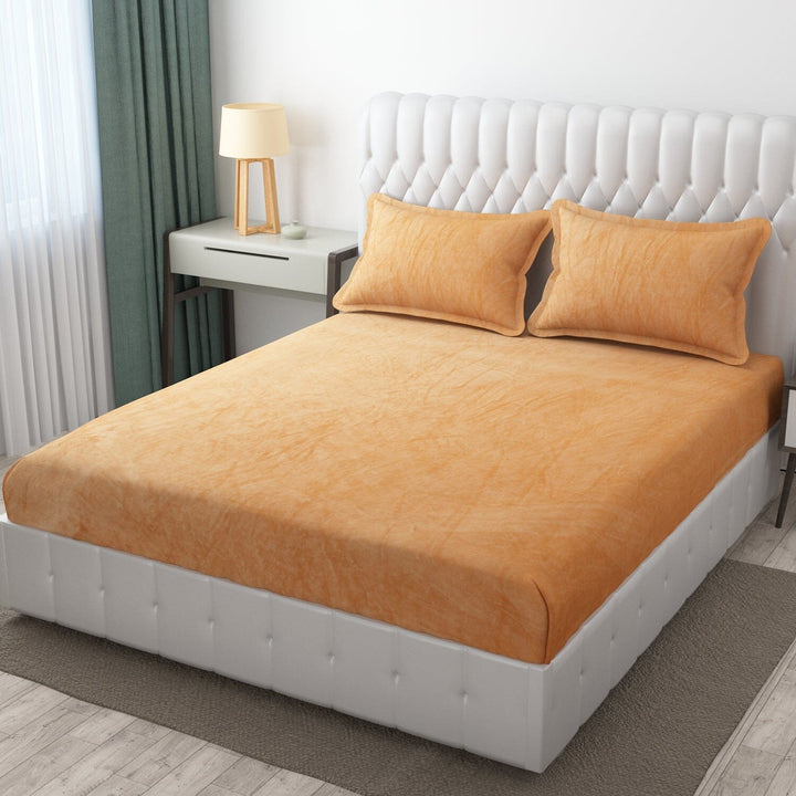 Warm Elastic Fitted Bedsheet ( Winter Special ) Great Happy IN Beige 