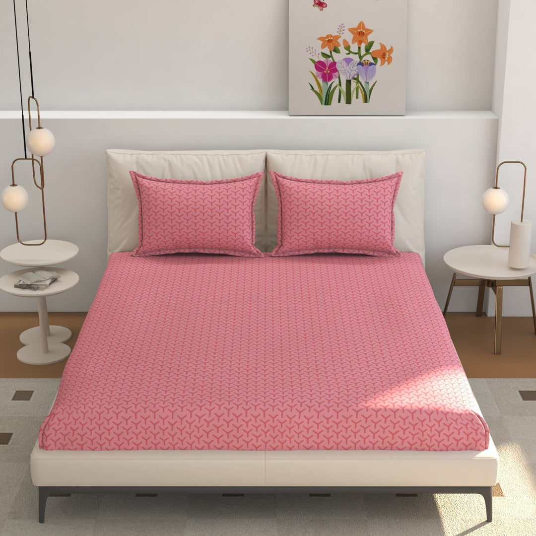 Elastic Fitted Bedsheet (King Size) with 2 Pillow Covers - Buy 2 Get 1 FREE Great Happy IN Berry Trellis KING SIZE 
