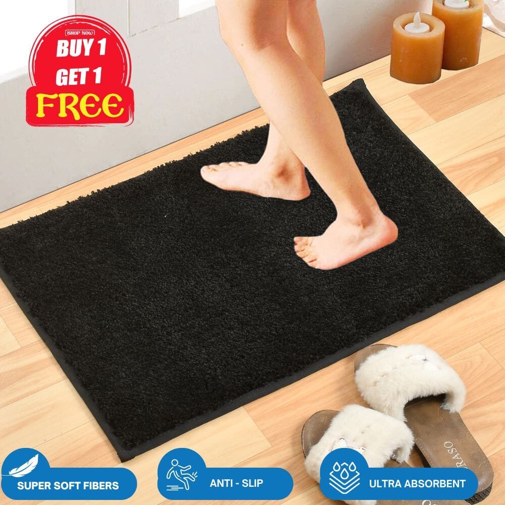 Multipurpose Super Absorbent - Anti Slip Premium Mat (BUY 1 GET 1 FREE) Great Happy IN 60 x 40 CM (Total 2pcs) - ₹849 Black 