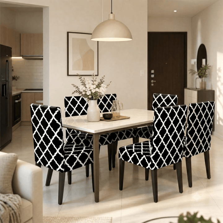Black Diamond Premium Chair Cover - Stretchable & Elastic Fitted Great Happy IN 6 PCS - ₹1699 