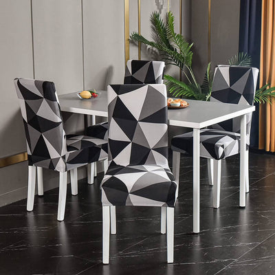Premium Chair Cover - Stretchable & Elastic Fitted Great Happy IN Black Triangle 4 PCS - ₹1299 