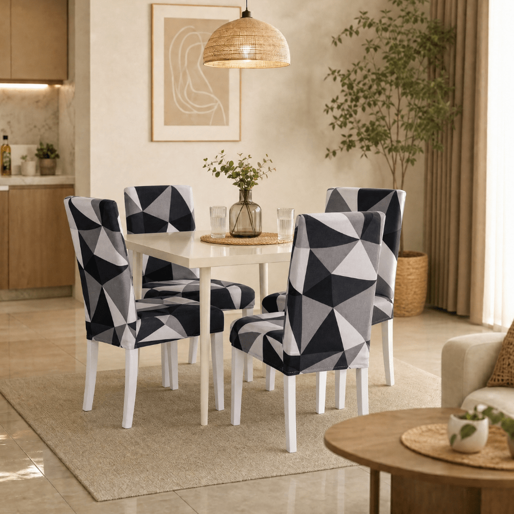 Black Triangle Premium Chair Cover - Stretchable & Elastic Fitted Great Happy IN 2 PCS - ₹799 