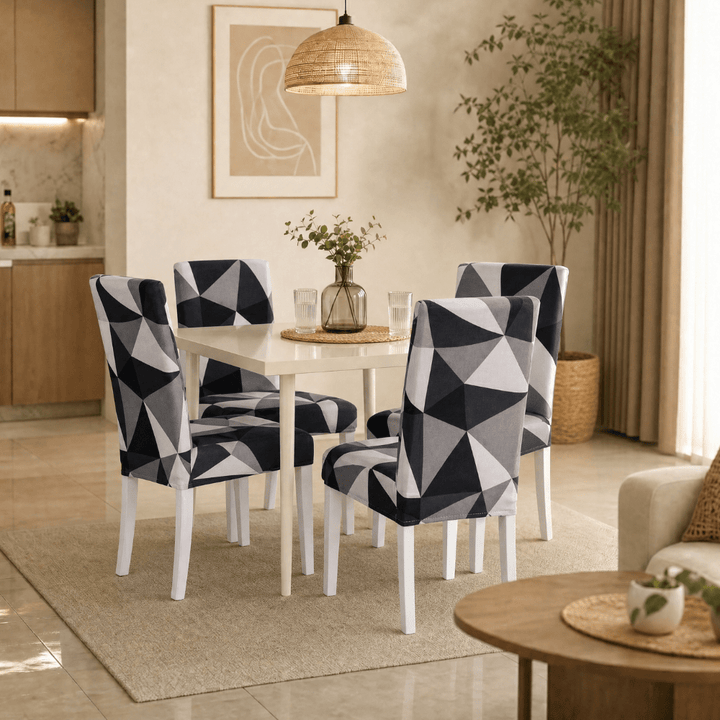 Black Triangle Premium Chair Cover - Stretchable & Elastic Fitted Great Happy IN 2 PCS - ₹799 