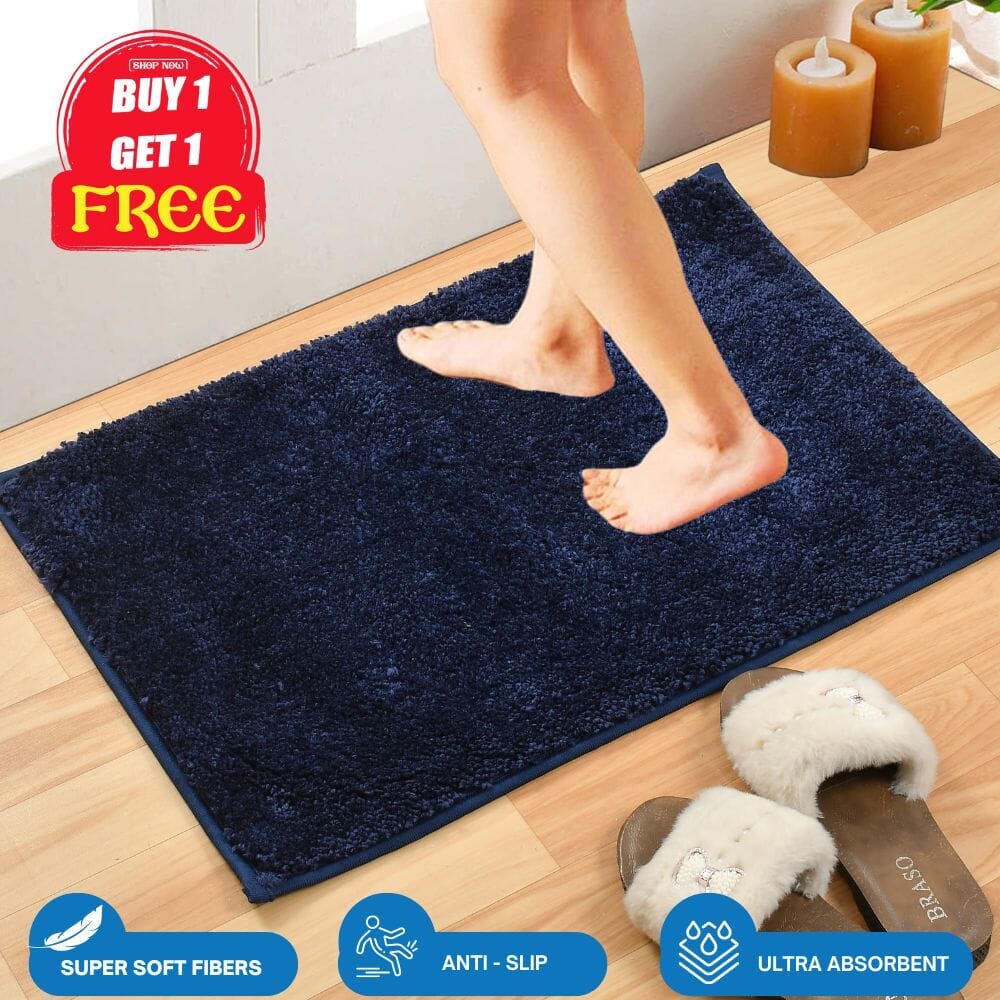 Multipurpose Super Absorbent - Anti Slip Premium Mat (BUY 1 GET 1 FREE) Great Happy IN 60 x 40 CM (Total 2pcs) - ₹849 Blue 