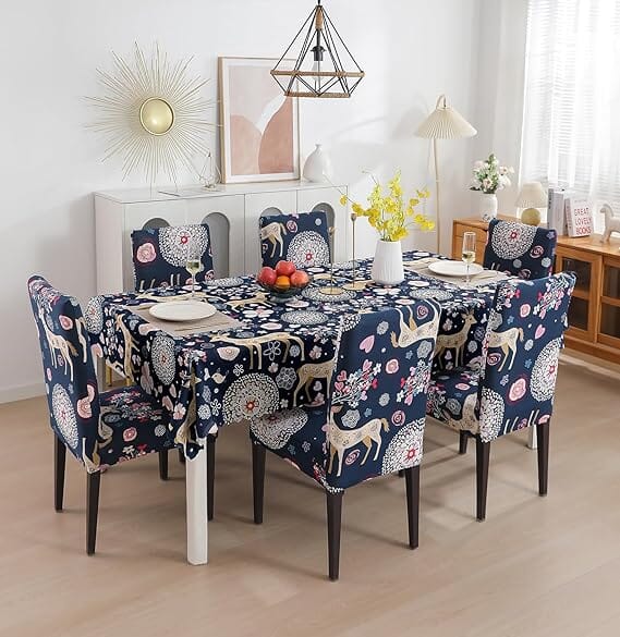Premium Chair Cover - Stretchable & Elastic Fitted Great Happy IN Blue Deer 4 PCS - ₹1299 