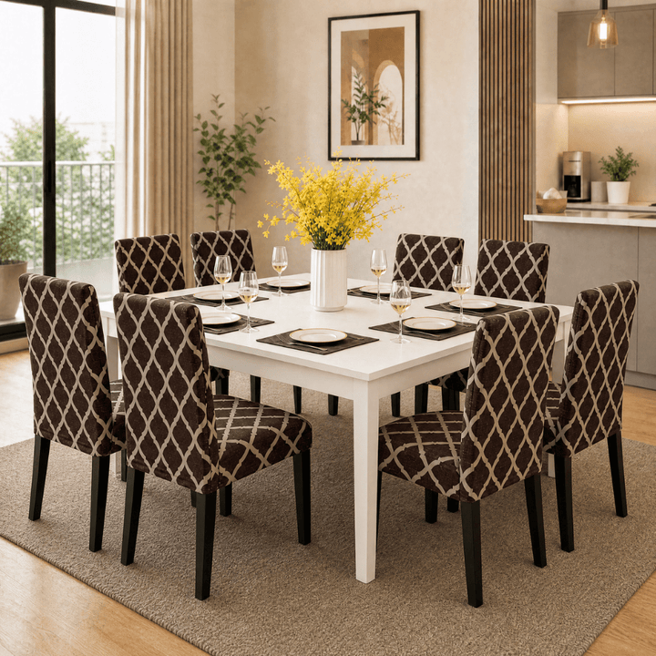 Premium Chair Cover - Stretchable & Elastic Fitted Great Happy IN Brown Diamond 8 PCS (₹262 per pcs) 