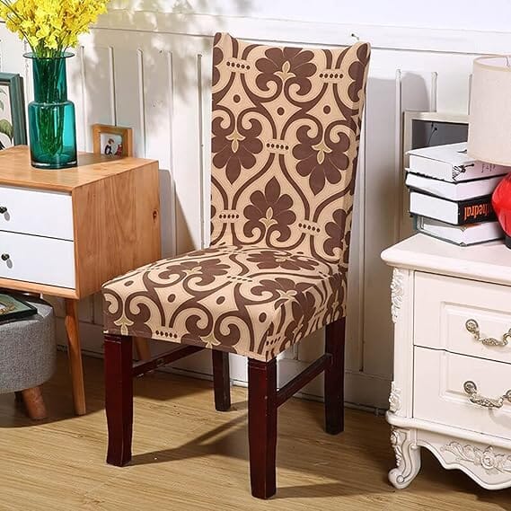 Premium Chair Cover - Stretchable & Elastic Fitted Great Happy IN Cambric Brown 2 PCS - ₹799 