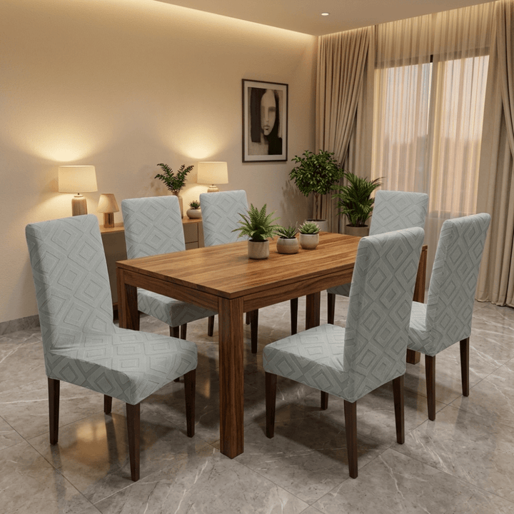 Jacquard Chair Cover- Stretchable & Elastic Fitted jacquard chair cover Great Happy IN Flower Stone 4 PCS (₹450 per pcs) 