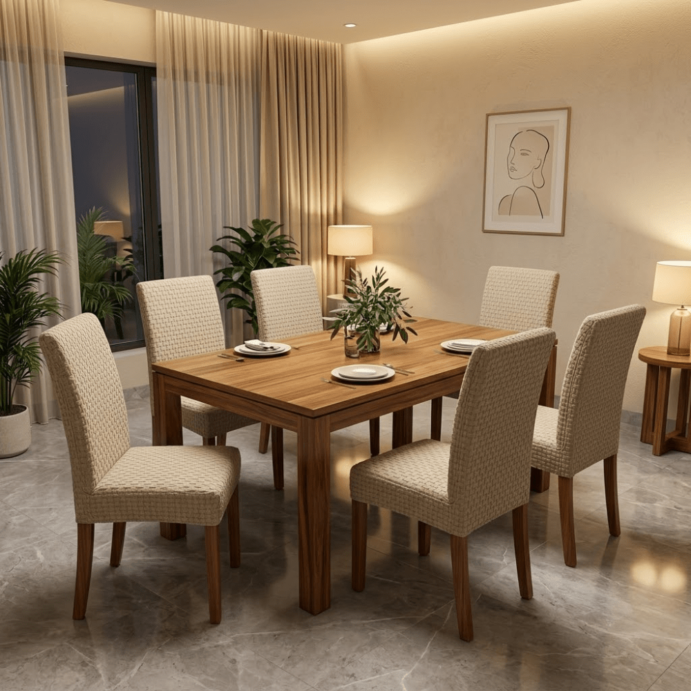 Jacquard Chair Cover- Stretchable & Elastic Fitted jacquard chair cover Great Happy IN Flower Khaki 4 PCS (₹450 per pcs) 