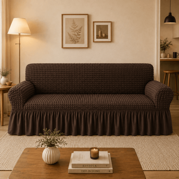 Bubble Frill Sofa Cover bubble frill sofa cover Great Happy IN Coffee Bubblefrill 3 Seater 