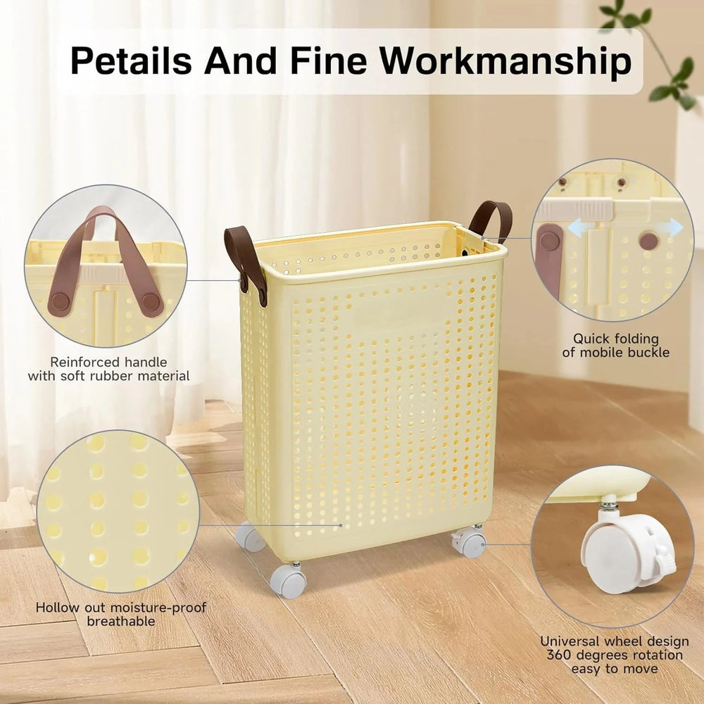 Foldable Laundry Basket with Wheels Great Happy IN 