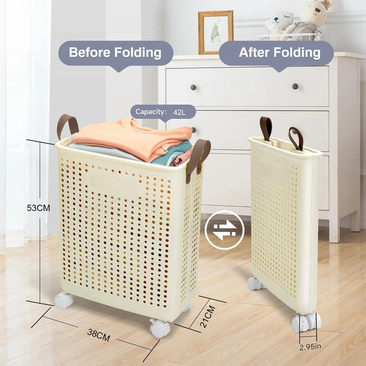 Foldable Laundry Basket with Wheels Great Happy IN 
