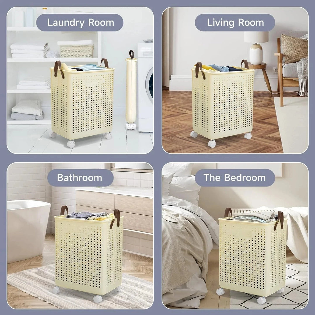 Foldable Laundry Basket with Wheels Great Happy IN 