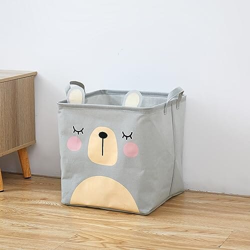 Collapsible Square Storage Basket Great Happy IN Grey 