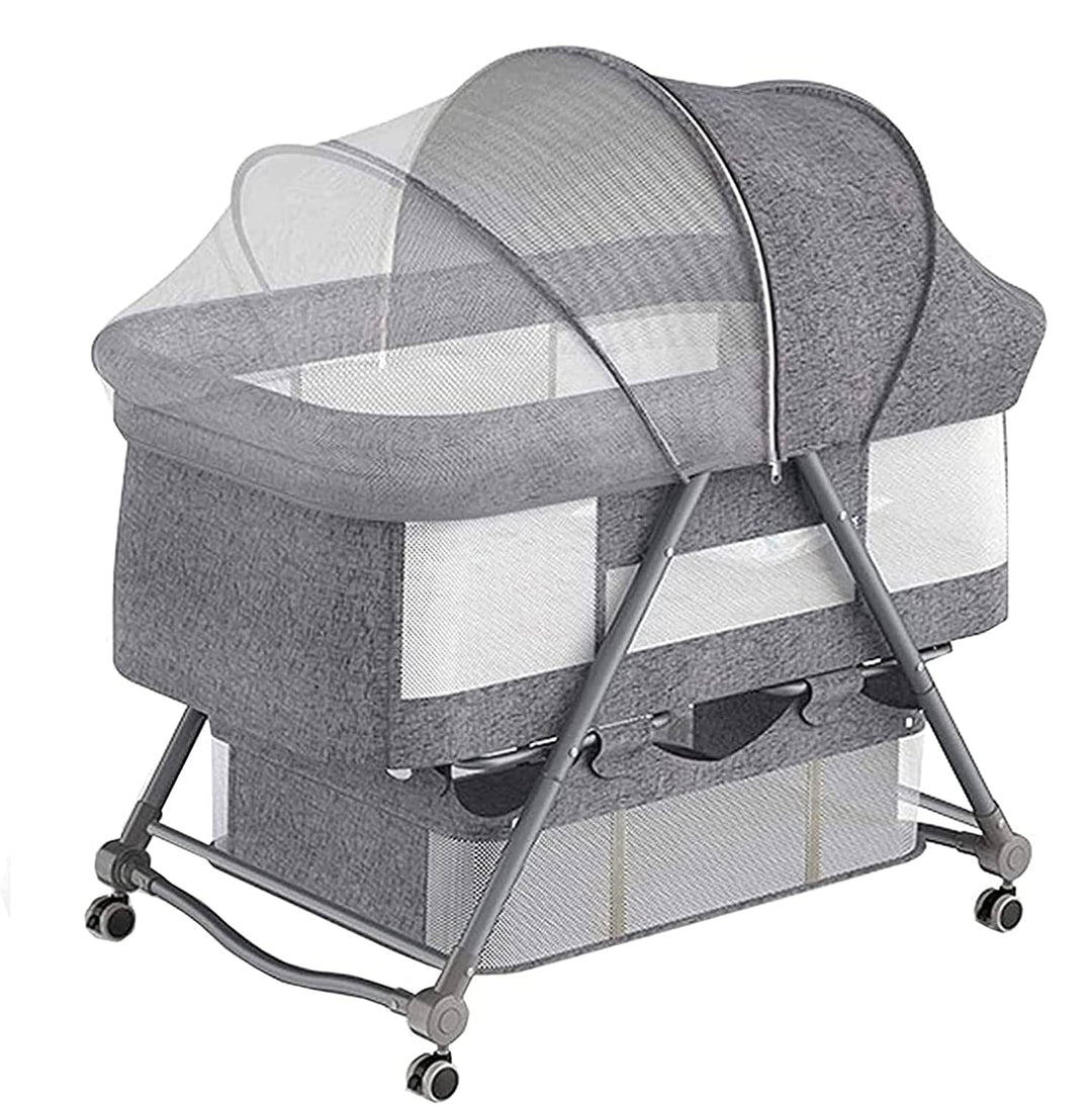 Foldable Baby Cradle/Crib with Casters – Space-Saving Portable Nursery Great Happy IN 