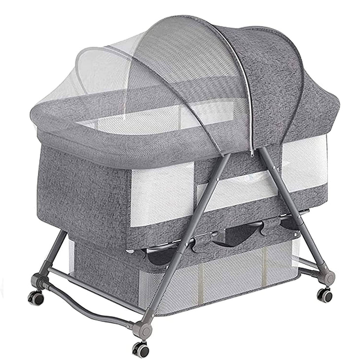 Foldable Baby Cradle/Crib with Casters – Space-Saving Portable Nursery Great Happy IN 