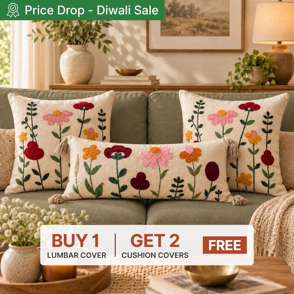 Festive Sofa Styling Set - Buy 1 Lumbar Cover, Get 2 Cushion Covers FREE cushion cover Great Happy IN 