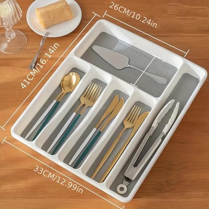 6-Compartment Plastic Cutlery Drawer Organizer Tray Great Happy IN 