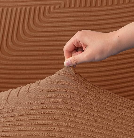 Camel Geometric Line Pattern Jacquard Sofa Cover Great Happy IN 