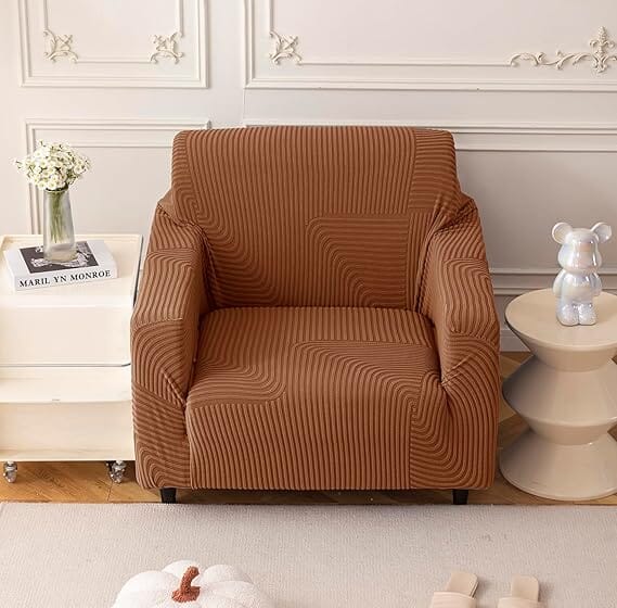 Camel Geometric Line Pattern Jacquard Sofa Cover Great Happy IN 1 Seater 