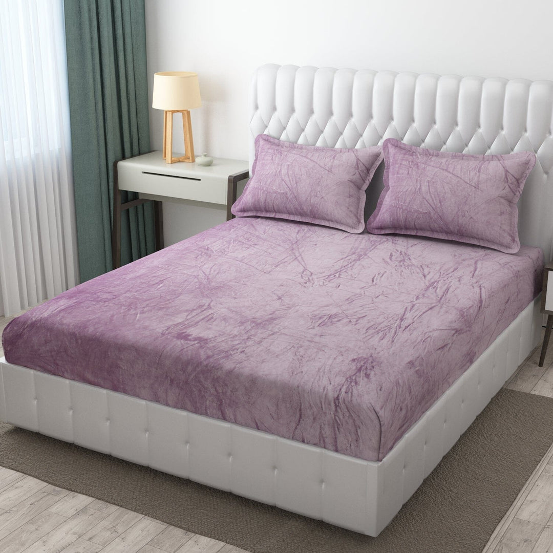 Warm Elastic Fitted Bedsheet ( Winter Special ) Great Happy IN Baby Purple 