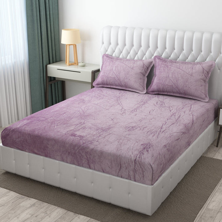 Warm Elastic Fitted Bedsheet ( Winter Special ) Great Happy IN Baby Purple 