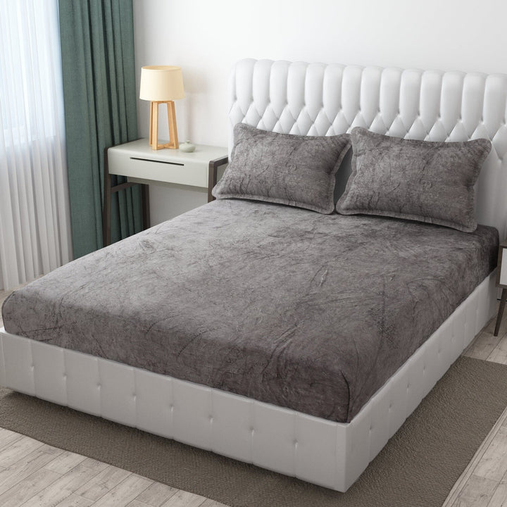 Warm Elastic Fitted Bedsheet ( Winter Special ) Great Happy IN Grey 