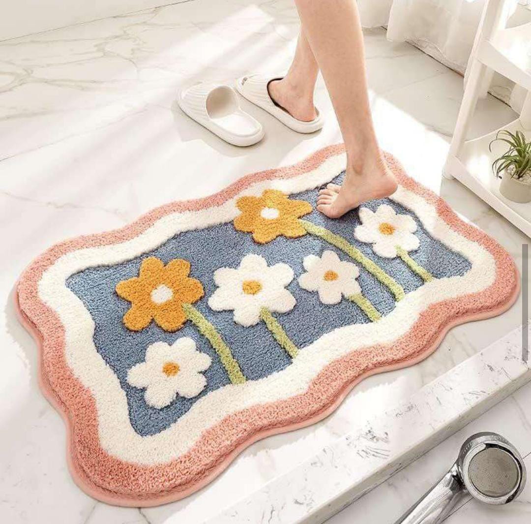 Soft Non-Slip Premium Bath Mat- 40 x 60 CM Great Happy IN Daisy Garden Pack of 1 