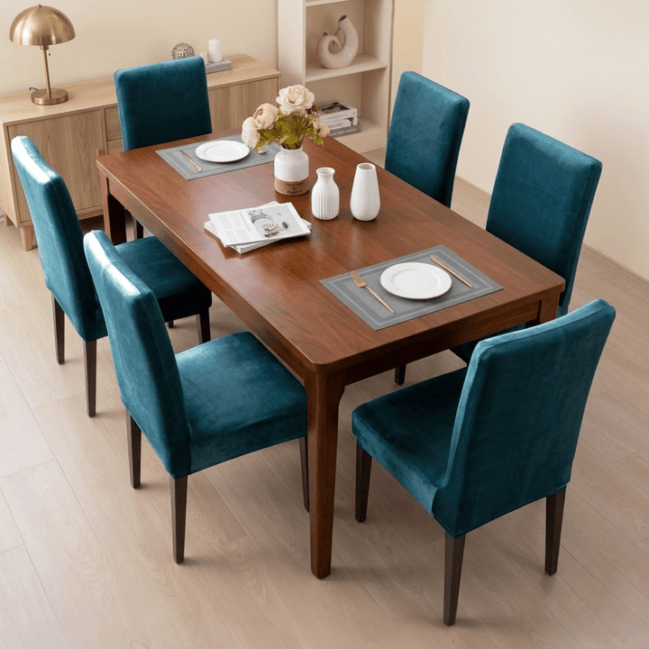 Premium Chair Cover - Stretchable & Elastic Fitted Great Happy IN Dark Blue 6 PCS (₹285 per pcs) 