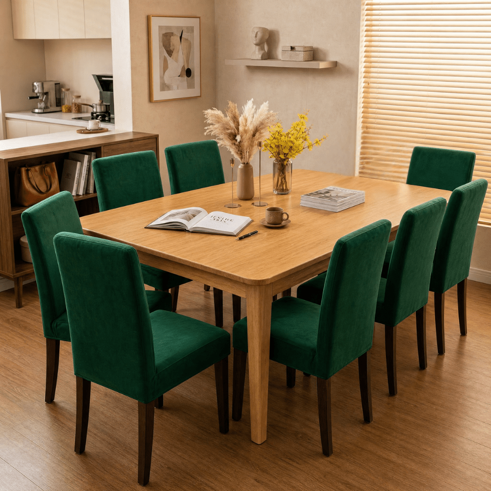 Premium Chair Cover - Stretchable & Elastic Fitted Great Happy IN Dark Green 8 PCS (₹262 per pcs) 