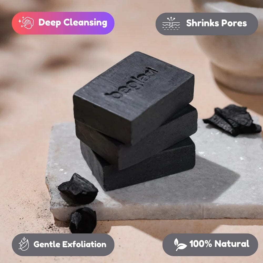 Beglad® Activated Charcoal Soap ( Detoxifying, Purifying, Exfoliating ) Great Happy IN 