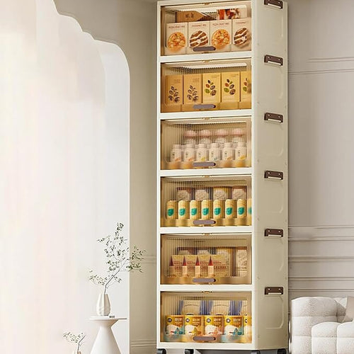 6-Layer Flip Storage Organizer Box – Rolling, Front-Door Design
