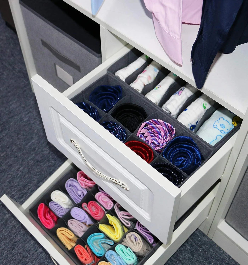4-Pack Foldable Drawer Organizers – Socks, Bras, Ties & Scarves Great Happy IN 