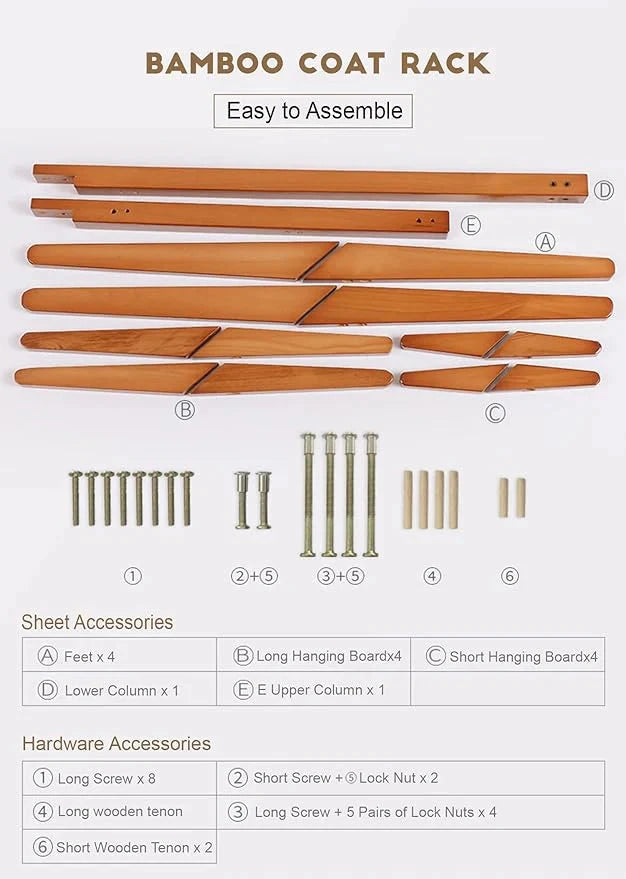 4-Tier Bamboo Coat Rack – Free-Standing Tree Stand with 8 Hooks Great Happy IN 
