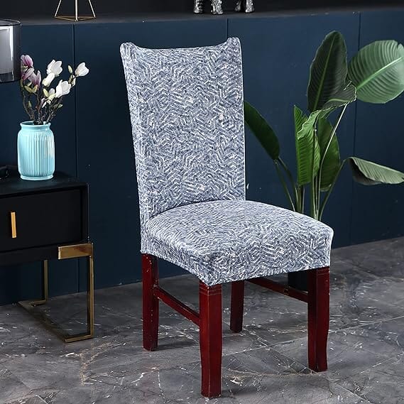 Premium Chair Cover - Stretchable & Elastic Fitted Great Happy IN Graphic Grey 4 PCS - ₹1299 