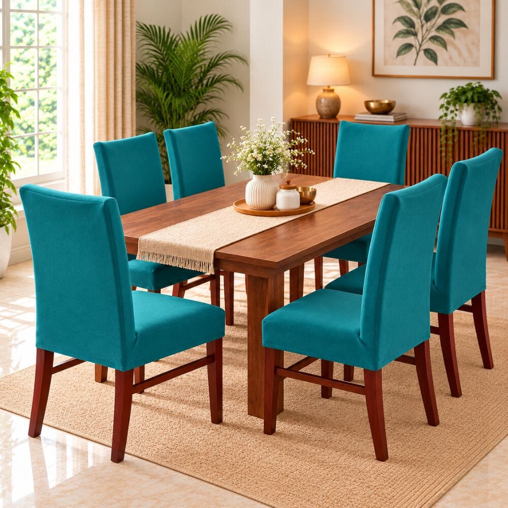 Green Premium Chair Cover - Stretchable & Elastic Fitted printed chair covers Great Happy IN 6 PCS - ₹1699 