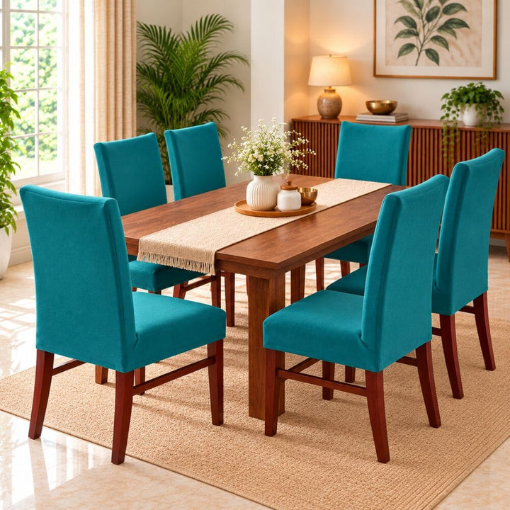 Green Premium Chair Cover - Stretchable & Elastic Fitted printed chair covers Great Happy IN 6 PCS - ₹1699 